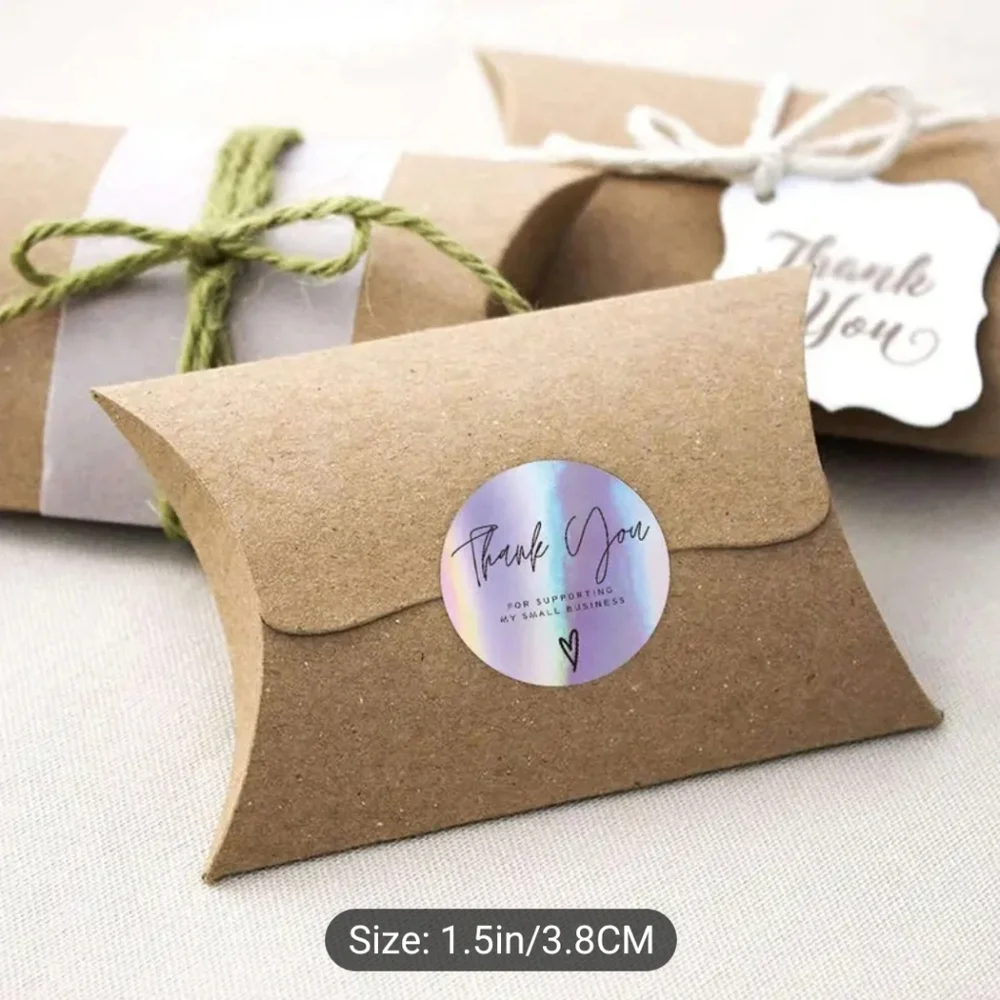 Thank You For Support Holographic Stickers, Adhesive Laser Rainbow Color 1.5in - Picture 5 of 5